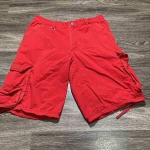 Triple Fat Goose Cargo Utility Shorts Striped Mens Size 40 Red Black